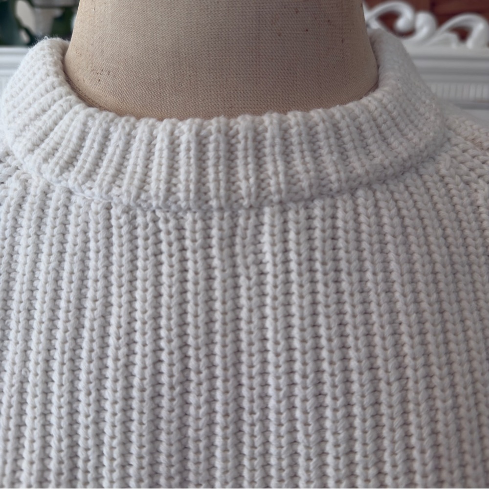 Quince Ivory 100% Organic Cotton 
Fisherman Crew Sweater - Picture 6 of 9
